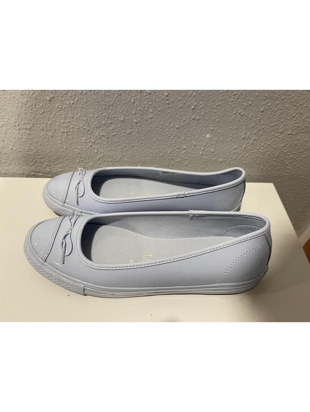 Converse Women's Ballet Flats Light Grey/Lilac Leather Bow 8
